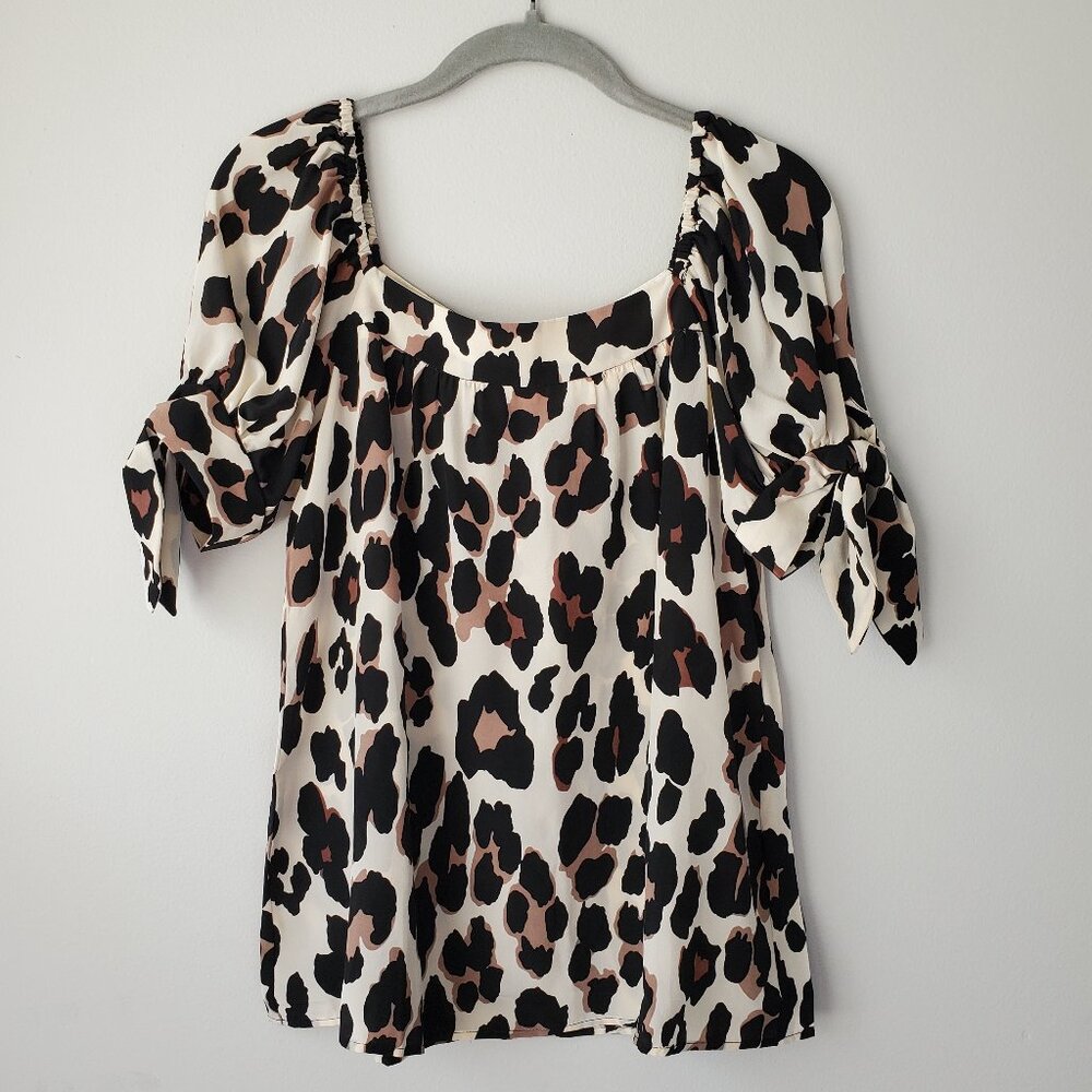 NEW Nanette Lepore 100% Silk Blouse with Ribbon Tie Puff Sleeves 2